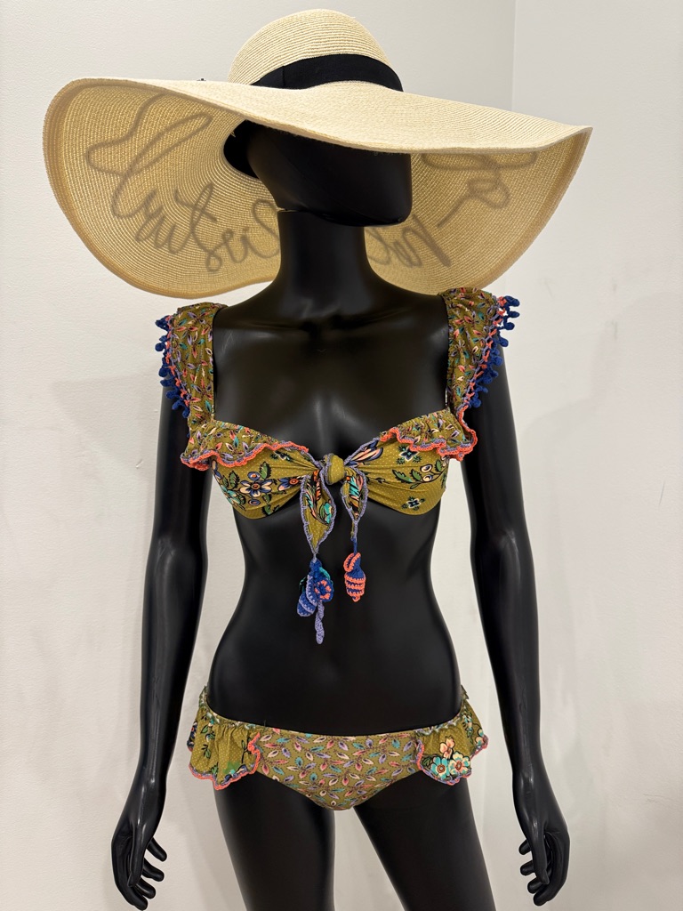 Anjuna Italy Boho Bikini Set Xs | Crochet Trim Floral Luxury Beach Resort